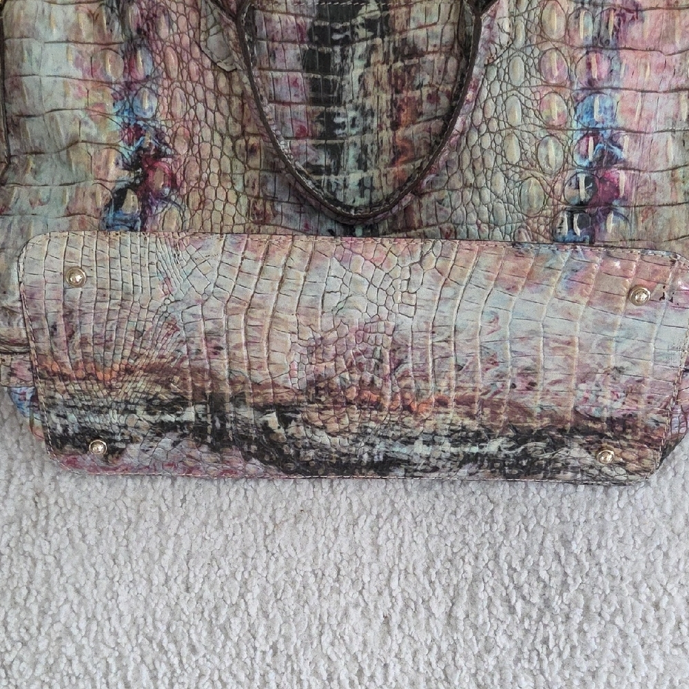 Brahmin Multicolor Learher Croc-Embossed Satchel - Picture 4 of 8